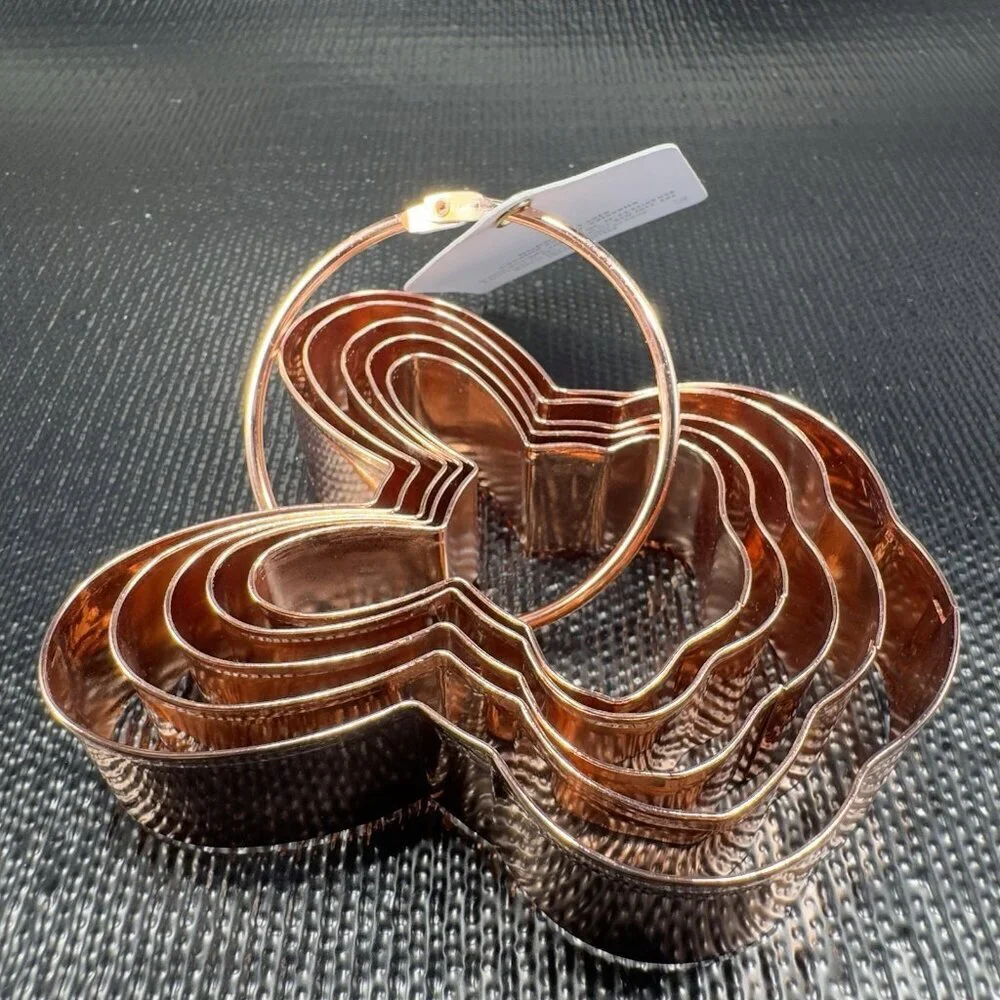 Williams Sonoma Easter Bunny Copper Metal Cookie Cutters 5 on Ring New W Tag - Picture 12 of 14